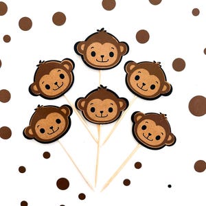Monkey party, Wild one party, Monkey toppers, Monkey cupcake toppers, Monkeys jumping on the bed party, zoo parties, Monkey birthday, Zoo