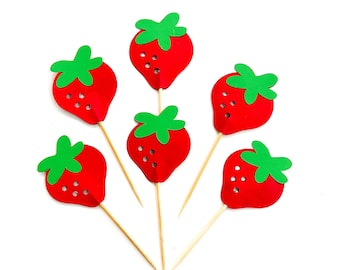 Strawberry toppers. Strawberry party, Strawberry cupcake toppers, Strawberry shortcake party, Strawberry shower, Strawberry decorations, red