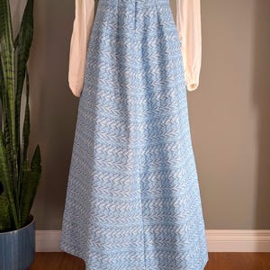 1970&#39;s Light Blue Chevron Maxi Skirt - Women&#39;s Size S