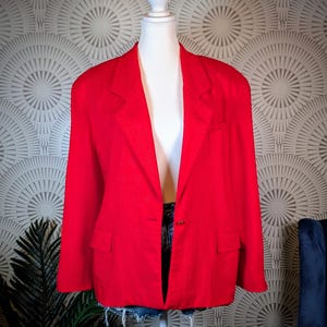 Blazer rosso brillante con un bottone, anni &#39;80 - Taglia donna 12/L