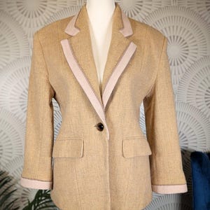 1980&#39;s does 1940&#39;s Suede Trimmed Wool Blazer - Women&#39;s Size L.