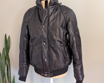 Vintage 1980s Black Lamb Leather Bomber Jacket – Made in Spain - Etsy