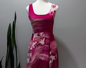 Vintage Tropical Pink and White Beach Dress | 90s Tie Dye Sundress | Women's Size S