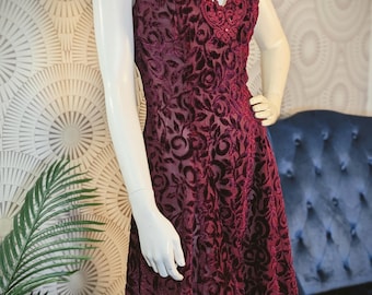 Vestido de bailarina Gunne Sax de terciopelo burdeos, años 90 (talla 10/M para mujer)