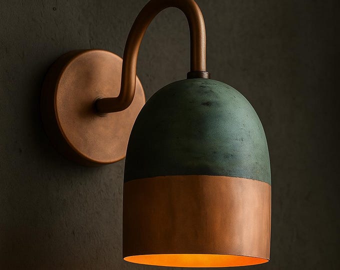 Outdoor Copper Sconce Light, Oxidized Pendant Light, Green Patina Wall Pendant Light green, oxidized copper lights,