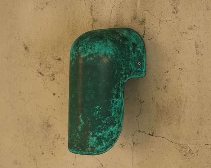 Copper Sconce Light, Oxidized outdoor monopoint, Aged Copper wall Lamp, porch Lighting, Designer Sculptural fixture