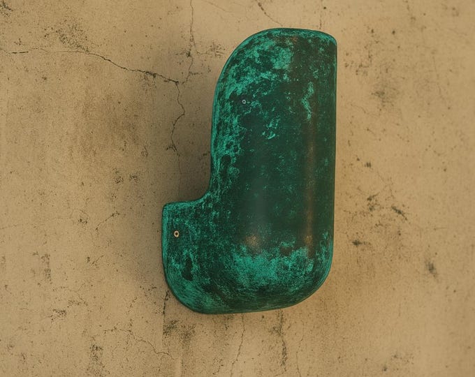 Verdigris Copper Elbow Wall Sconce, Sculptural Patina Lighting