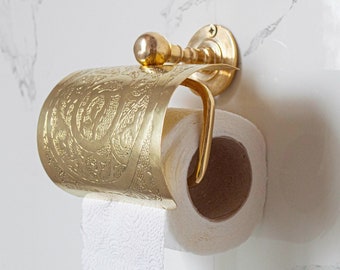 Unlacquered Brass Toilet Paper Holder: Vintage Bathroom Rack