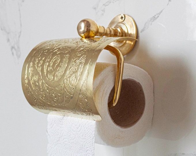 Unlacquered Brass Toilet Tissue Holder, Toilet Paper Roll Holder, Bathroom Toilet Paper Rack, Powder Room Toilet Paper Roll Stand