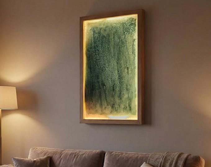 Backlit Wall Art Panel, Handmade copper Wall Decor, verdigris Bedroom Abstract Artwork