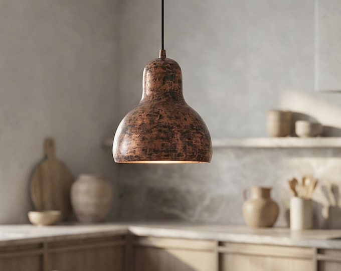 Copper Pendant Light, Moroccan Rustic Hanging Lamp, Kitchen island pendant