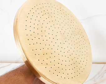 Ducha de lluvia de latón sin lacar, ducha redonda de latón antiguo, cabezal de ducha plano