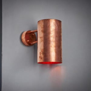 Outdoor Copper Sconce Light: Cylinder Wall Pendant