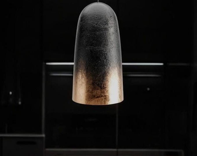 Oxidized Copper Farmhouse Pendant Light: Vintage Black Patina Dome Lamp