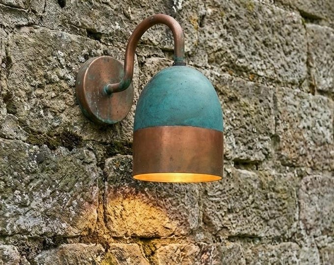 Outdoor Copper Sconce Light, Oxidized Pendant Light, Green Patina Wall Pendant Light green, oxidized copper lights,