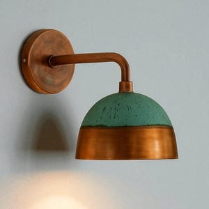Outdoor Copper Sconce Light: Oxidized Green Patina, Moroccan Style