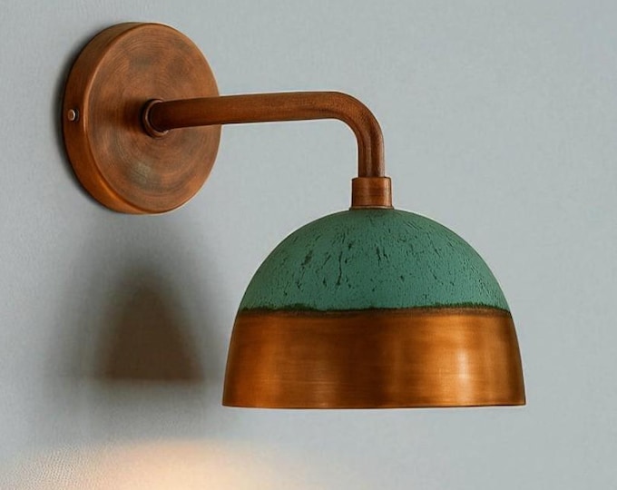 Outdoor Copper Sconce Light: Oxidized Green Patina, Moroccan Style