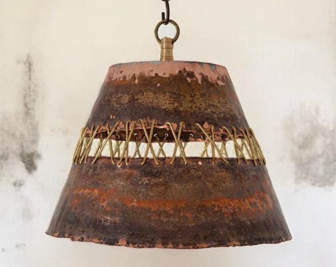Rustic Pendant Light for Kitchen , Copper Farmhouse Vintage patina, Hanging Lamps for Kitchen and Dining, ceiling light, dome lamp