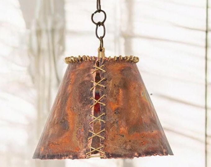 Rustic Copper Pendant Light: Farmhouse Dome Ceiling Lamp