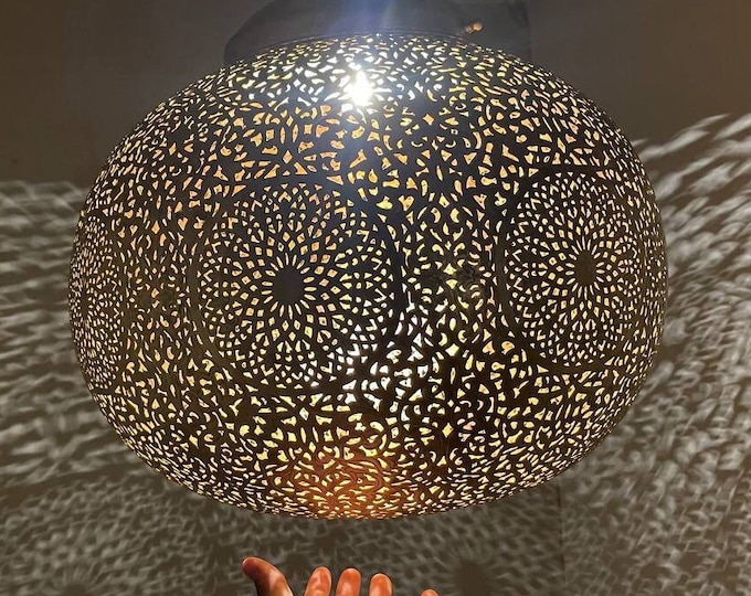 Brass Pendant Light, Moroccan Ceiling Chandelier, Moroccan Lighting Fixture for Modern Home Decor