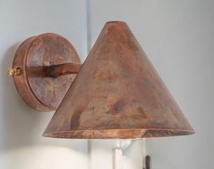 Monopoint conic Pendant Light,Antique Outdoor Sconce Light, copper Wall Pendant Light , oxidized copper lights, outdoor sconce