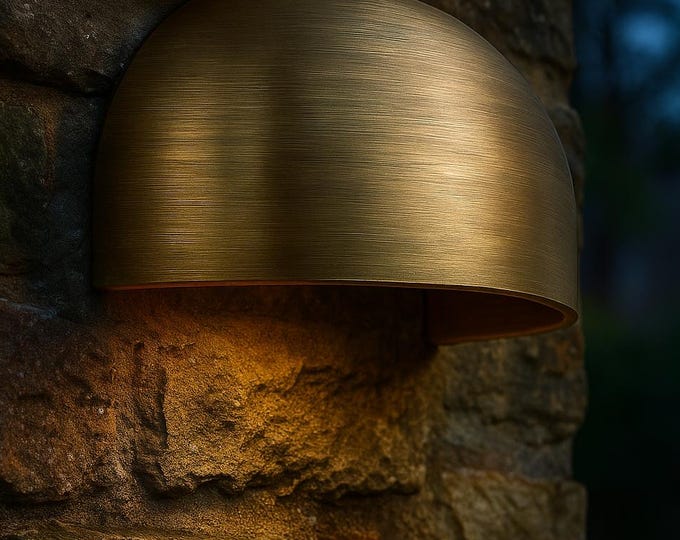 Brushed Brass Wall Sconce – Modern Minimalist Half-Dome Light – Handcrafted Golden Lamp for Hallway, Bedroom, or Living Room