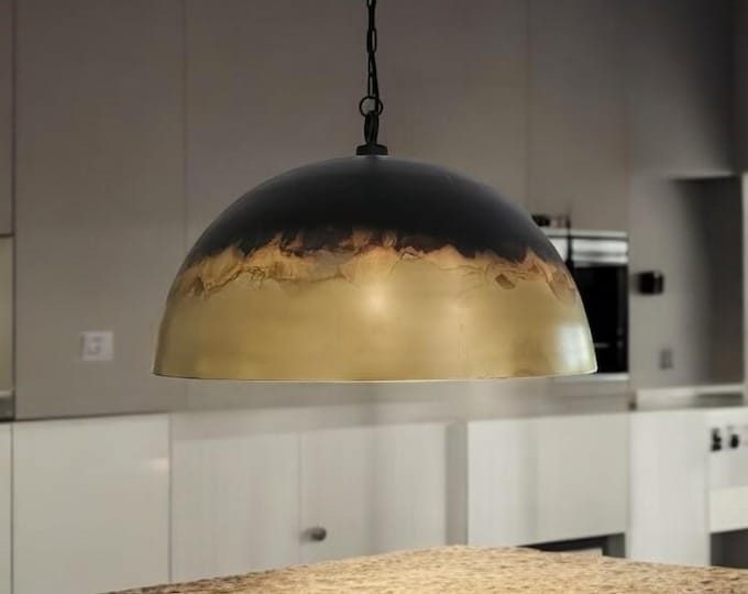 Handmade Brass Pendant Light, Bohemian Dome Chandelier, Oxidized ceiling lamp