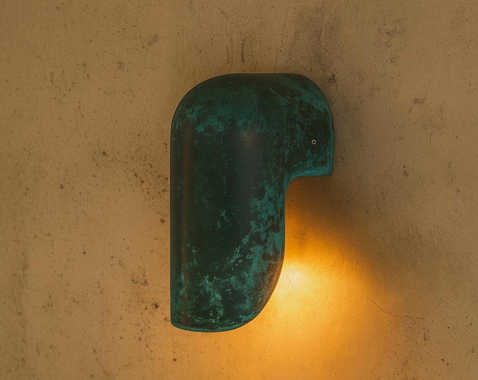 Copper Sconce Light, Oxidized outdoor monopoint, Aged Copper wall Lamp, porch Lighting, Designer Sculptural fixture