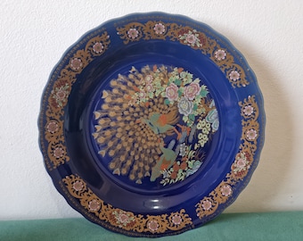 Marokkaans oud gerecht, origineel Taos gerecht, antiek ontwerp voor eettafelblad ronde vorm blauw marmeren schotel