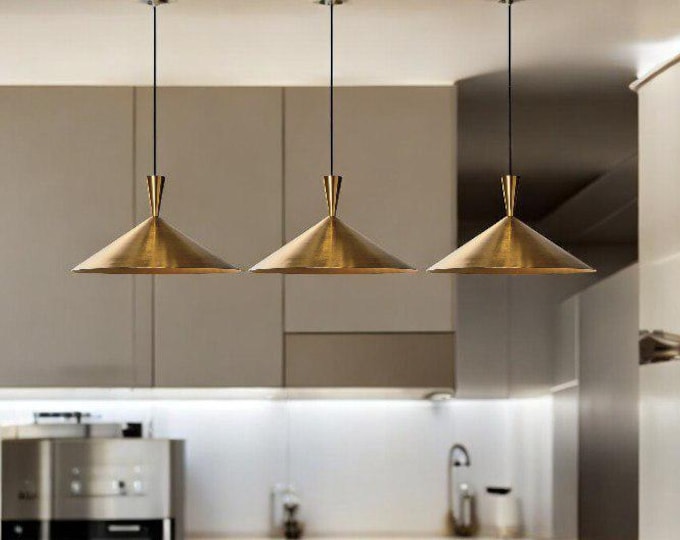 Set of 3 Brass Dome Pendant Lights: Moroccan Chandelier