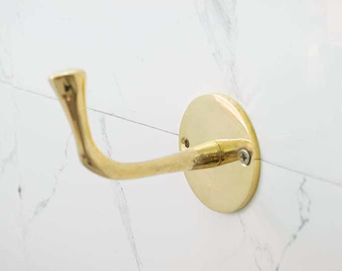 Solid Brass Wall Hook: Unlacquered Coat Hanger