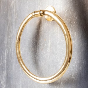Ring Brass Hook for Wall, Unlacquered Brass Towel Holder, Circle Hook Rack, Mounted Brass Hanger