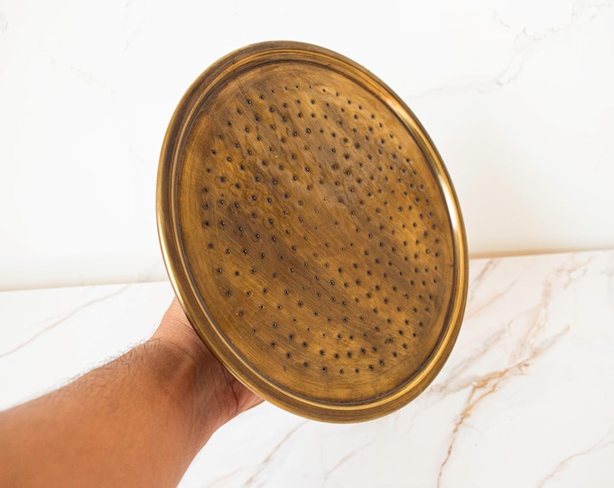 Unlacquered Brass Rain Shower Head: Vintage Round Showerhead