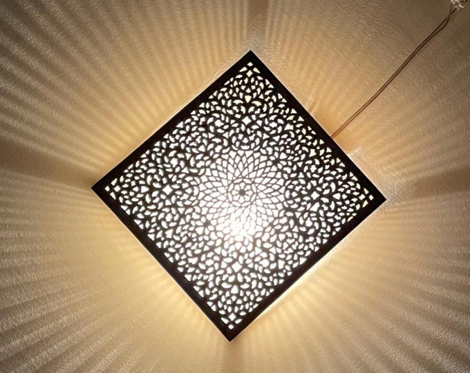 Moroccan Brass Wall Sconce: Antique Silver Bedroom Light