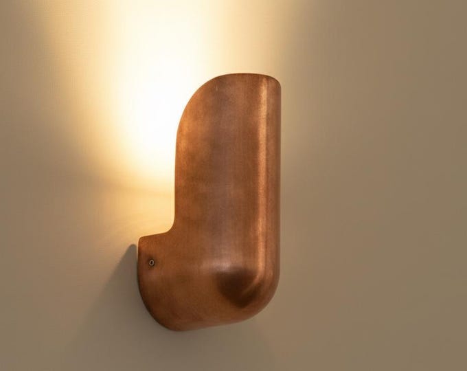 Outdoor Copper Sconce, Organic Modern Wall Lamp, Minimalist Lighting Fixture, Designer Copper Light, Elbow Wall Light, Wabi sabi lamp