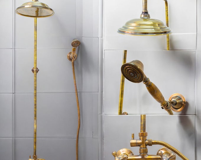 Wall Mounted Copper Shower System with Hand Shower