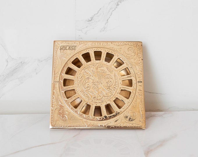Unlacquered Brass Square Floor Drain: Bathroom Shower Sink Strainer