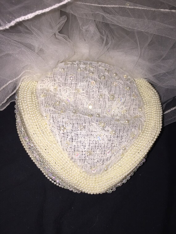 Vintage Beaded Wedding Cap and Veil - image 2