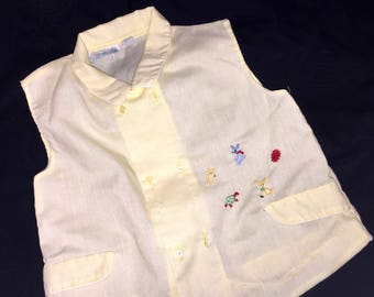 Vintage Child's Cotton Vest with Embroidery