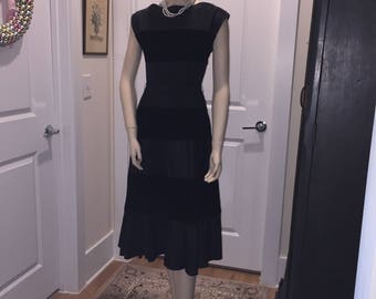 NOW on Sale Antique Lady's Black Satin and Velvet Dress