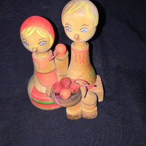 Old Wood Hand-Painted Dolls image 3