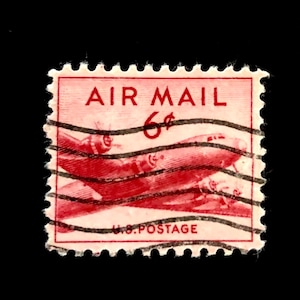 1949 - USA 6 Cent seltene Rote Luftpost Briefmarke. ( HIMMELSMEISTER )