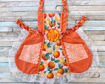 Oranges Apron, Christmas Apron, apron, toddler apron, girls apron