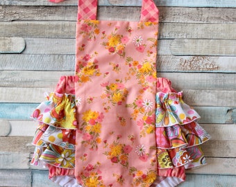 SALE SIZE 6-12 MO, Romper, Ruffle romper, Ruffle bottom, Easter romper, romper, Baby romper, toddler romper, girls romper, summer romper