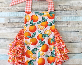 Sweet Oranges Romper, Summer romper, romper, Baby romper, toddler romper, girls romper,