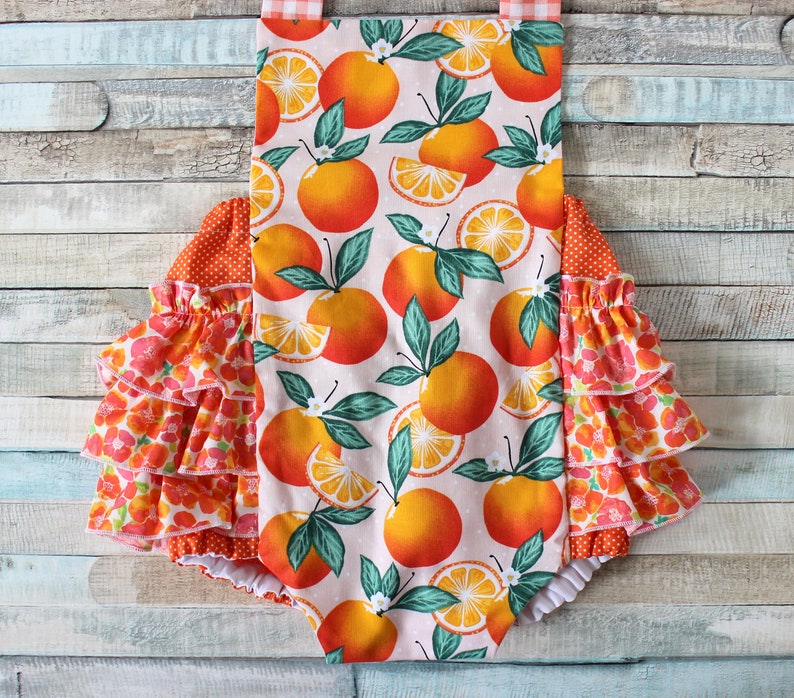 Sweet Oranges Romper, Summer romper, romper, Baby romper, toddler romper, girls romper, image 3