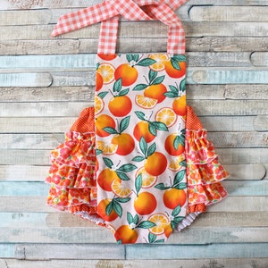 Sweet Oranges Romper, Summer romper, romper, Baby romper, toddler romper, girls romper, image 2