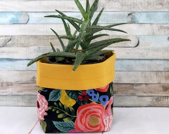 Canvas plant cozy, fabric bucket, cloth bins, Cotton cover, gift basket, tub family, organizer, fabric bin, storage container