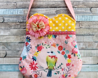 Parakeet purse,  Bird purse, purse, Easter purse, girls purse, toddler purse, spring purse, girlie purse, valentine purse