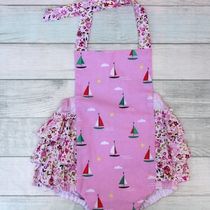 Sailing Romper, Sailboat romper, Summer cruise romper, Summer, Baby romper, toddler romper, girls romper, summer romper, elephant romper image 1